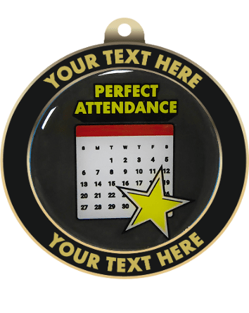 Perfect Attendance Insert Medal with Personalized Rim