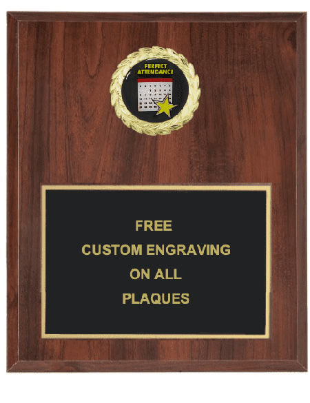 Perfect Attendance Insert Plaque