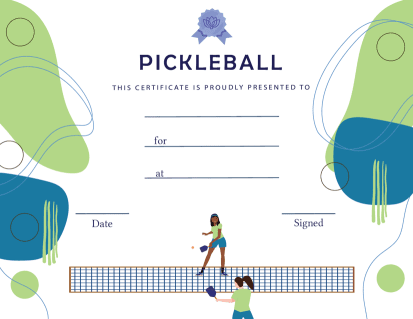 Pickleball Award Certificate - Free Template - Women's Singles