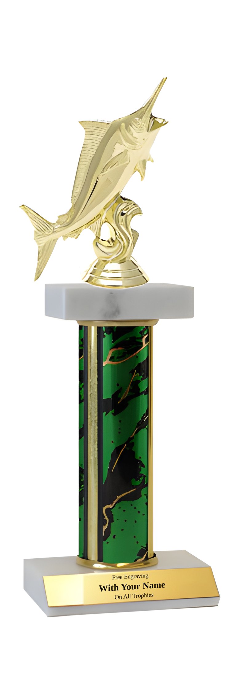 Marlin Fishing Deluxe Double Marble Trophy