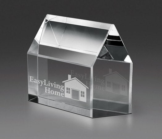 Real Estate House Crystal Paperweight