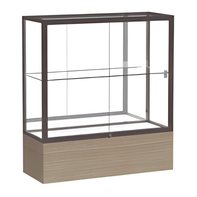 Reliant Driftwood Oak case, Mirror Back w/ Dark Bronze aluminum frame finish, 40"H x 36"W x 14"D