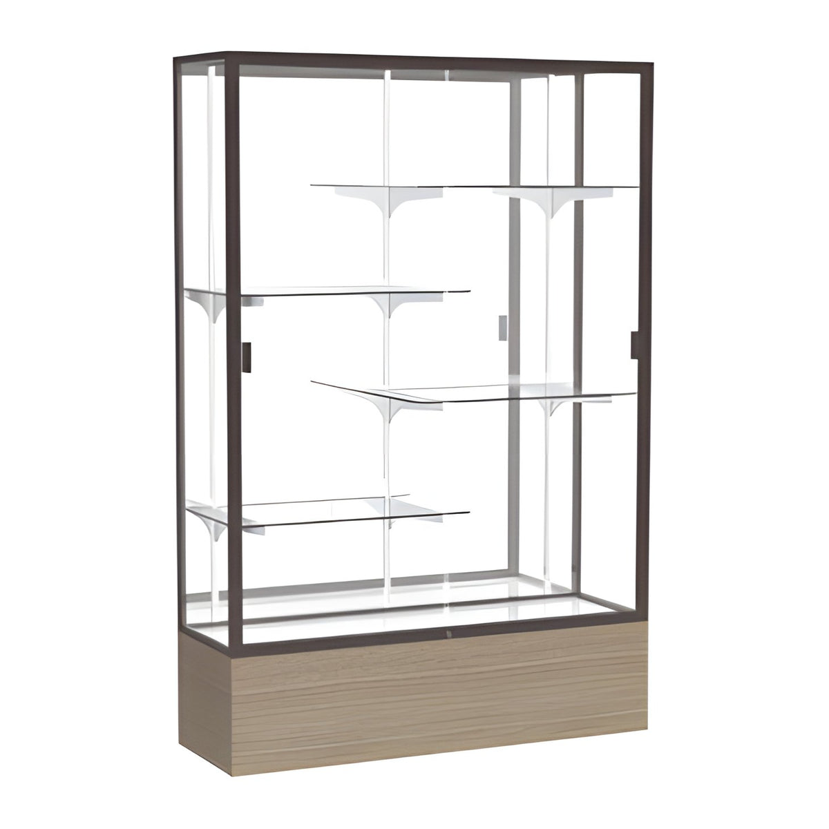 Reliant Driftwood Oak case, Mirror Back w/ Dark Bronze aluminum frame finish, 72"H x 48"W x 16"D