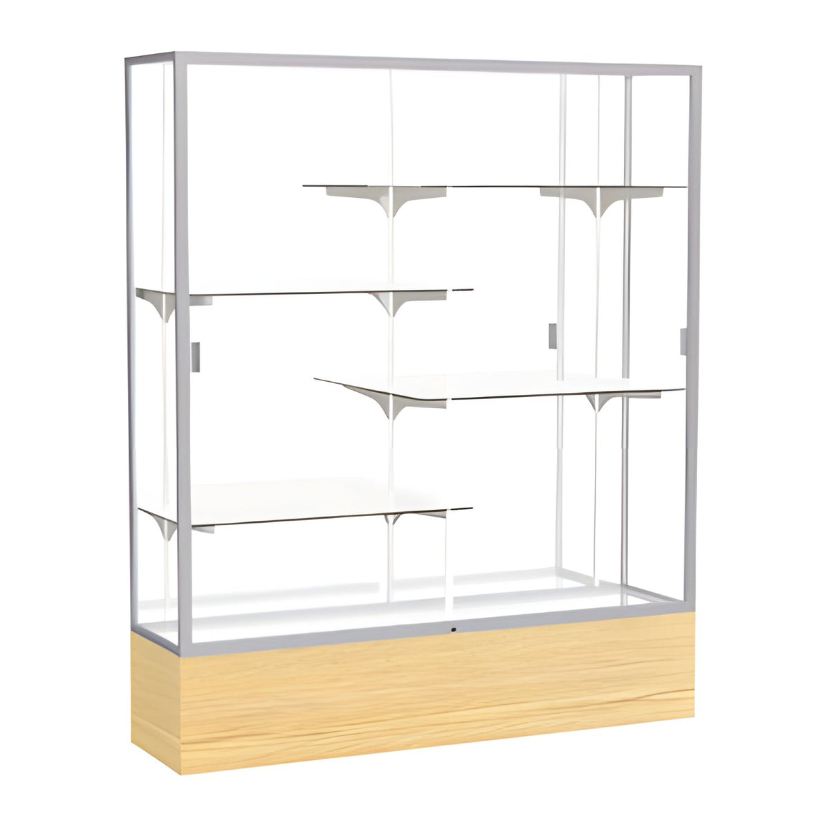Reliant Light Oak Vinyl case, Mirror Back w/ Satin Natural aluminum frame finish, 72"H x 60"W x 16"D