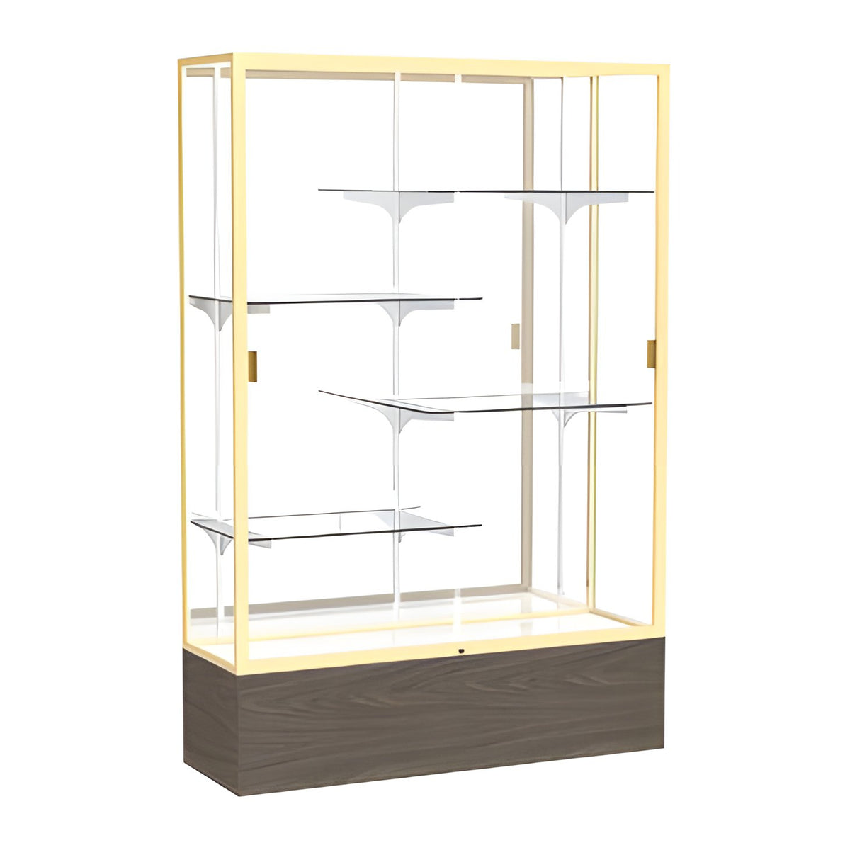 Reliant Walnut Vinyl case, Mirror Back w/ Champagne aluminum frame finish, 72"H x 48"W x 16"D