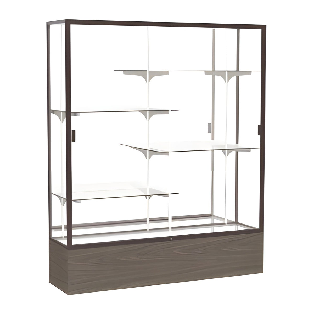 Reliant Walnut Vinyl case, Mirror Back w/ Dark Bronze aluminum frame finish, 72"H x 60"W x 16"D