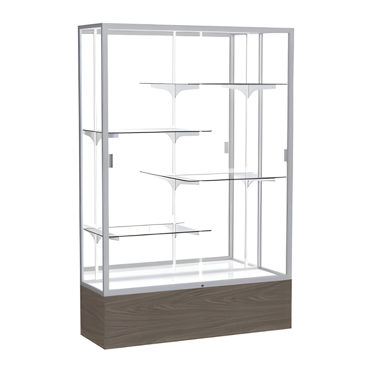 Reliant Walnut Vinyl case, Mirror Back w/ Satin Natural aluminum frame finish, 72"H x 48"W x 16"D