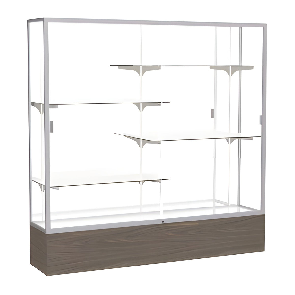 Reliant Walnut Vinyl case, Mirror Back w/ Satin Natural aluminum frame finish, 72"H x 72"W x 16"D