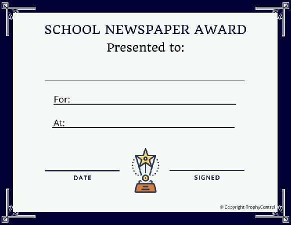 School Newspaper Award Certificate - Free Template