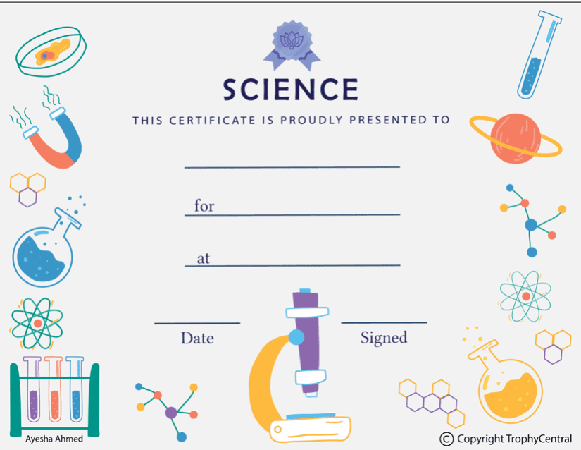 Science Award Certificate - Free Template - Design 3