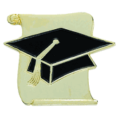 Graduation Scroll / Cap Enameled Pin