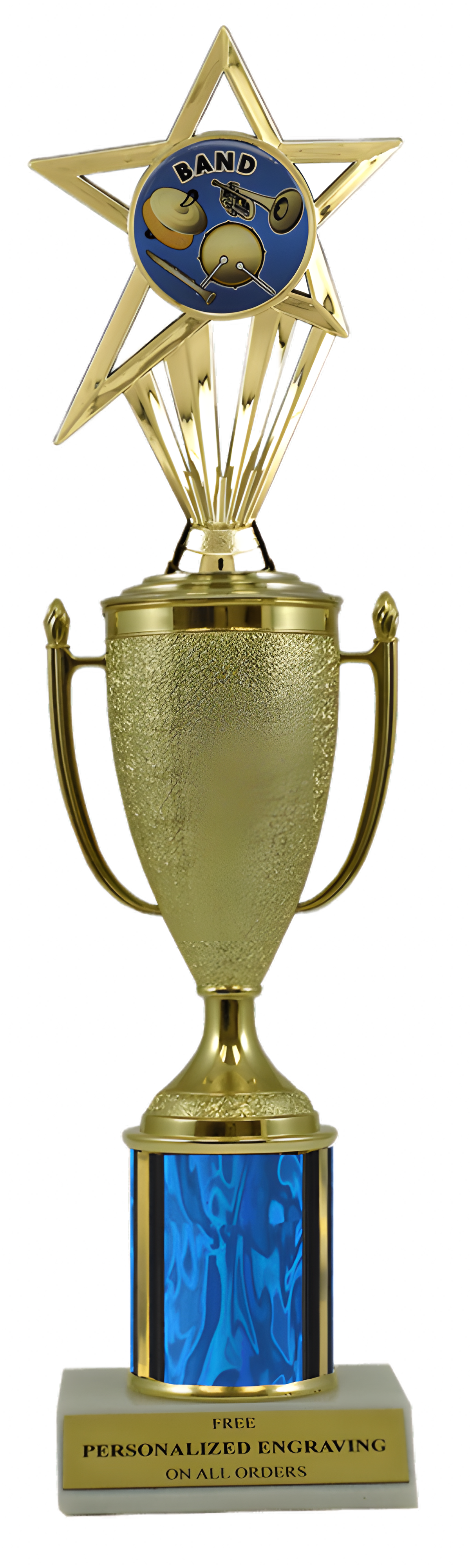 Band Gold Cup Column Trophy with Insert