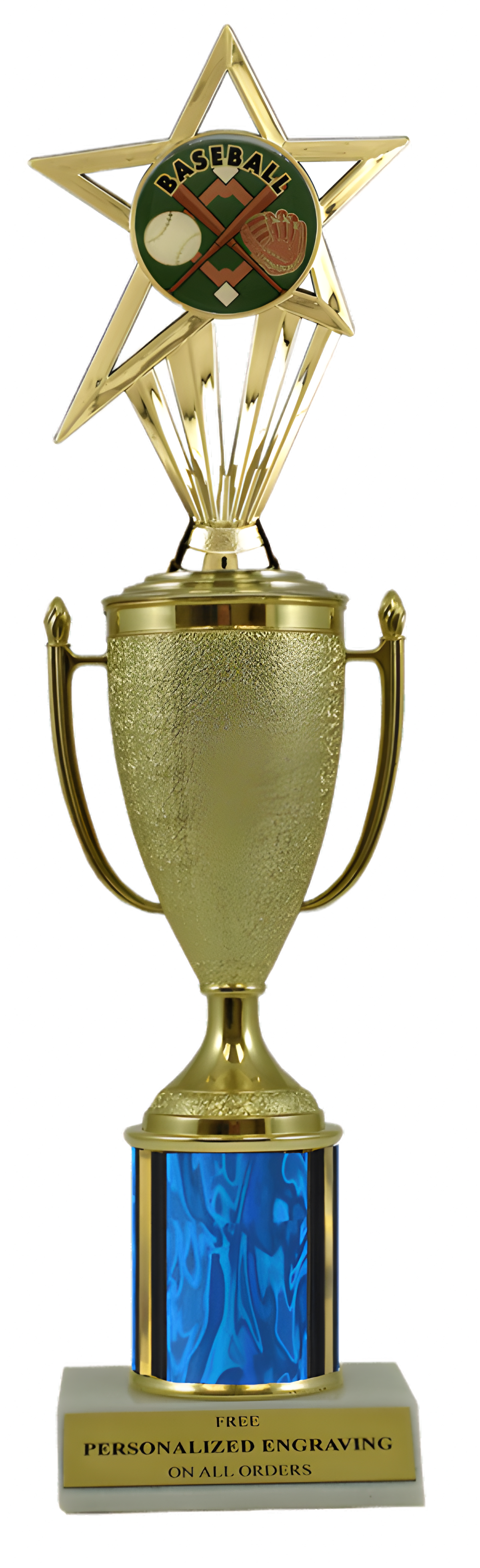 Baseball Gold Cup Column Trophy with Insert