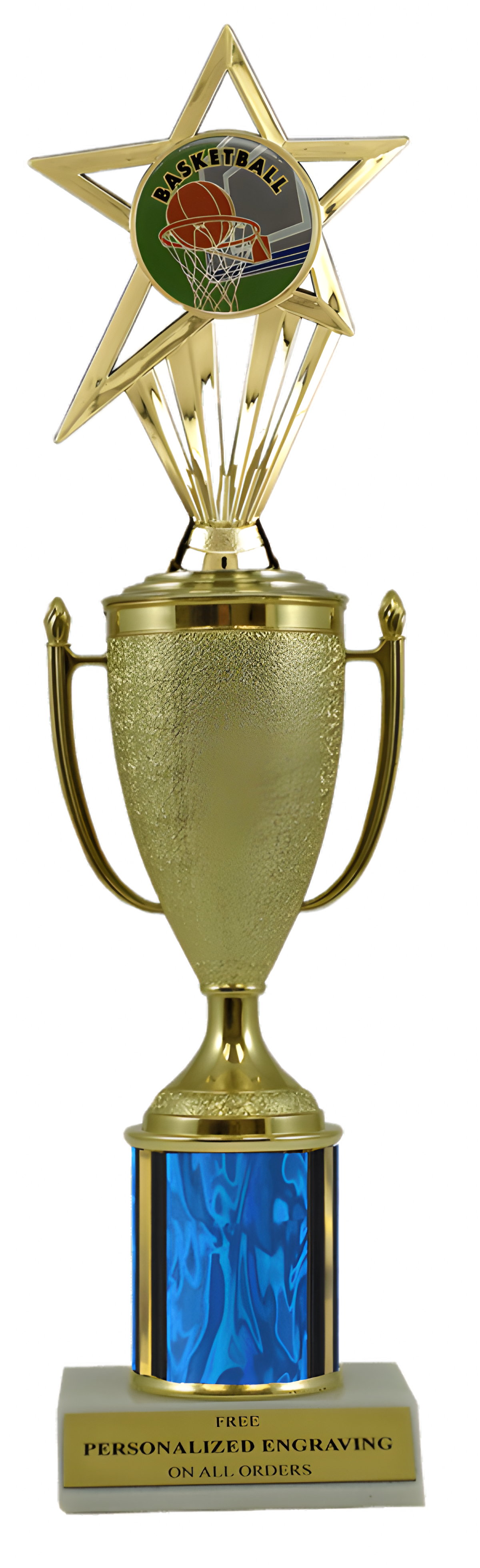 Basketball Gold Cup Column Trophy with Insert