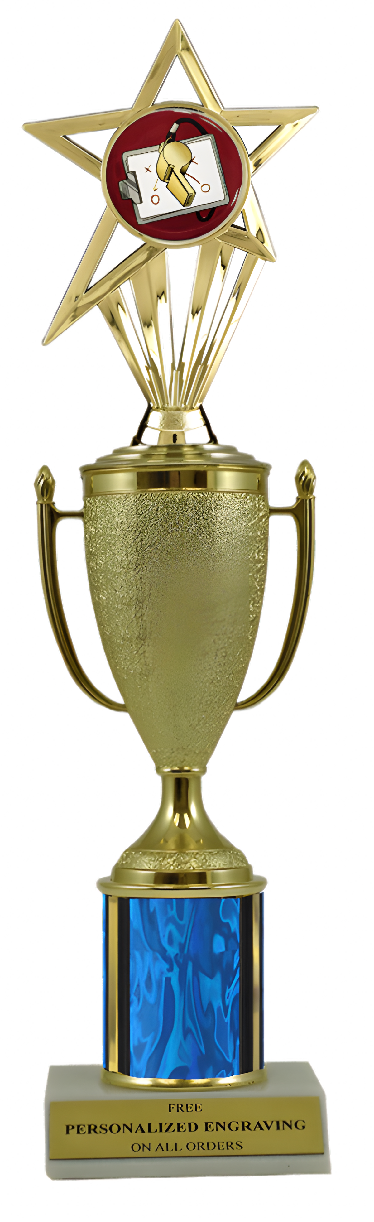 Coach Gold Cup Column Trophy with Insert