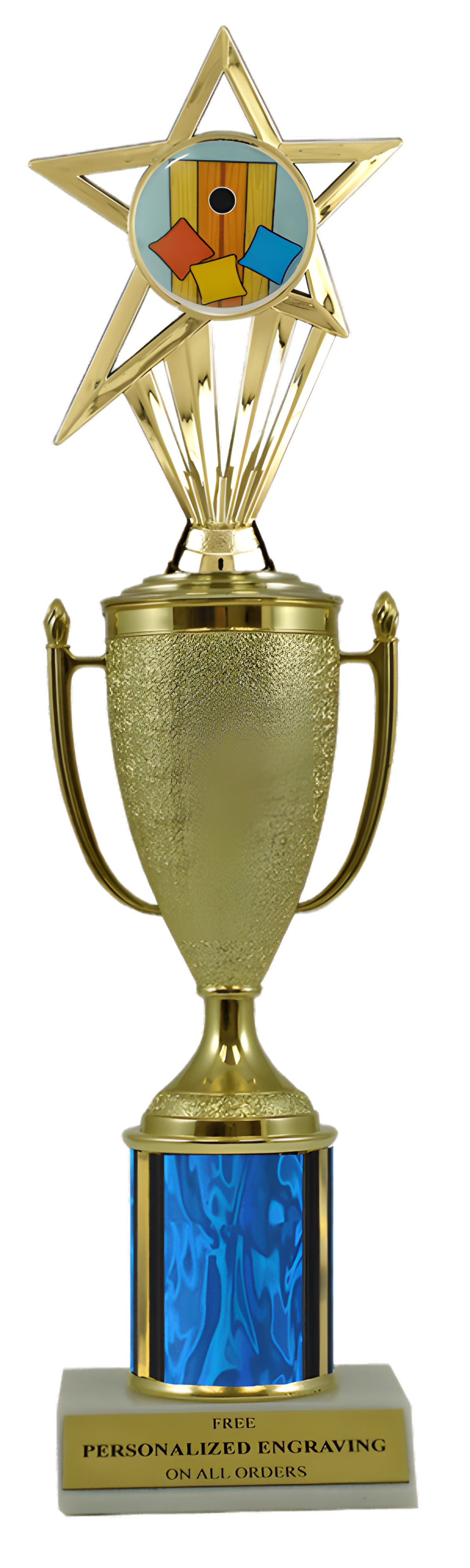 Cornhole Gold Cup Column Trophy with Insert