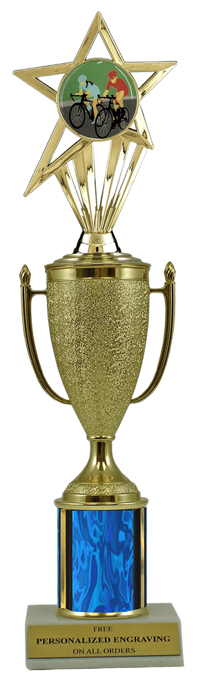Cycling Gold Cup Column Trophy with Insert