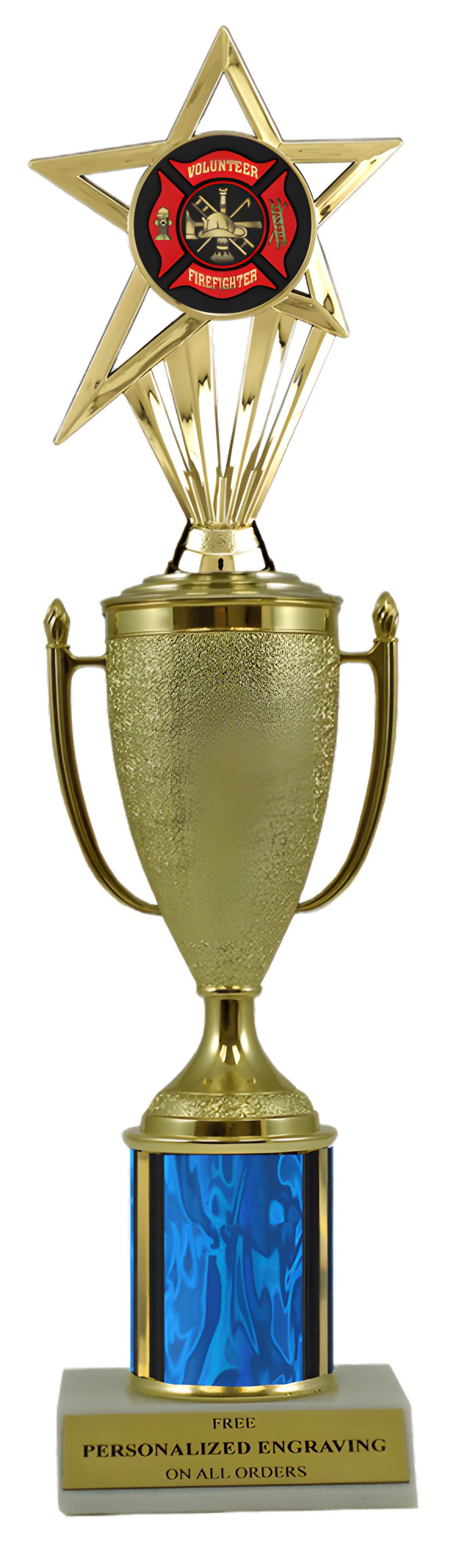 Firefighter Gold Cup Column Trophy with Insert