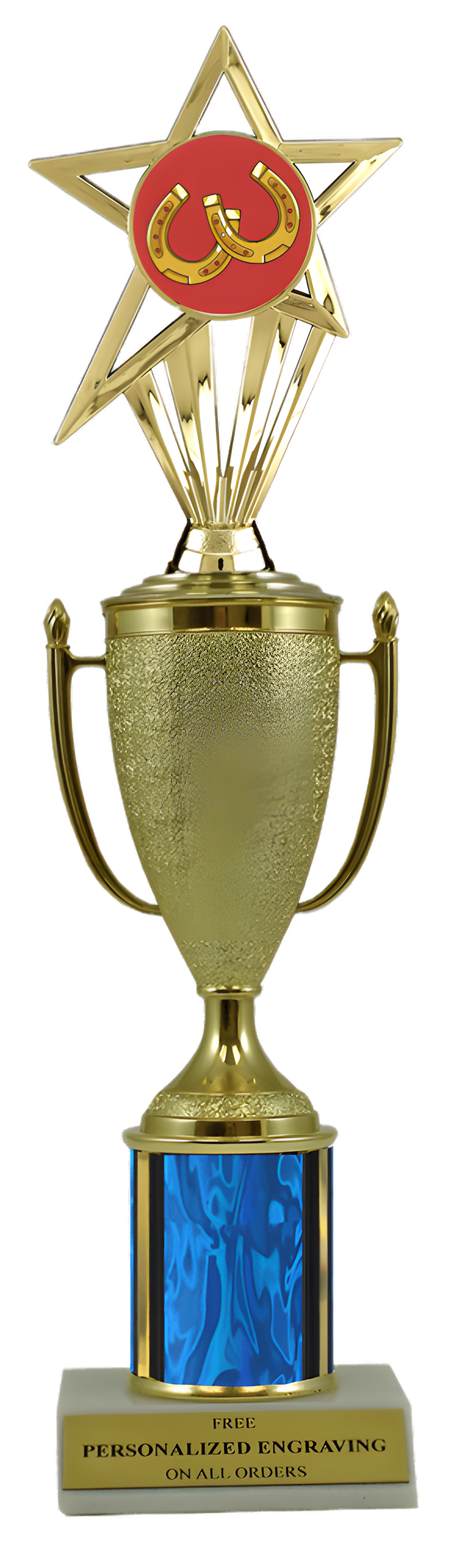 Horseshoes Gold Cup Column Trophy with Insert