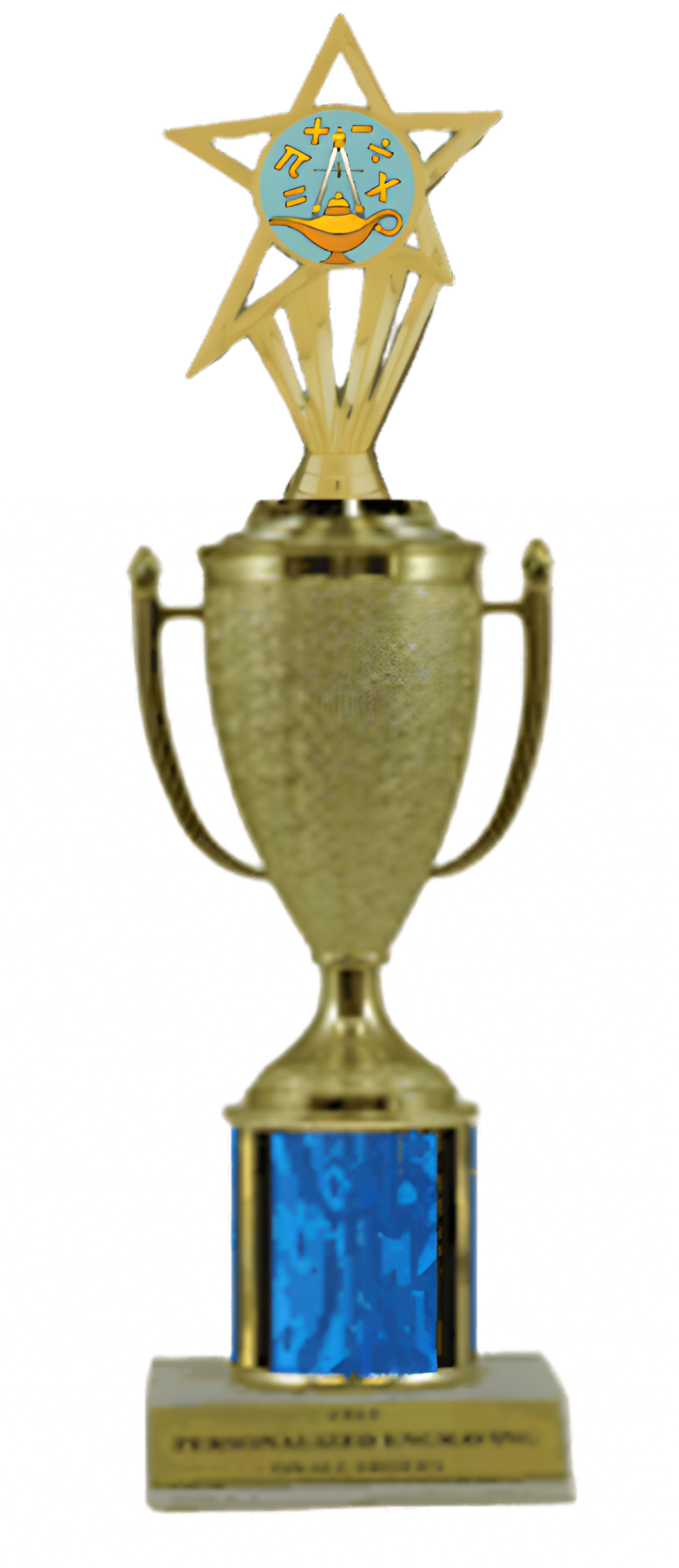 Math Gold Cup Column Trophy with Insert