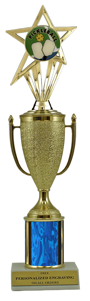 Pickleball Gold Cup Column Trophy with Insert