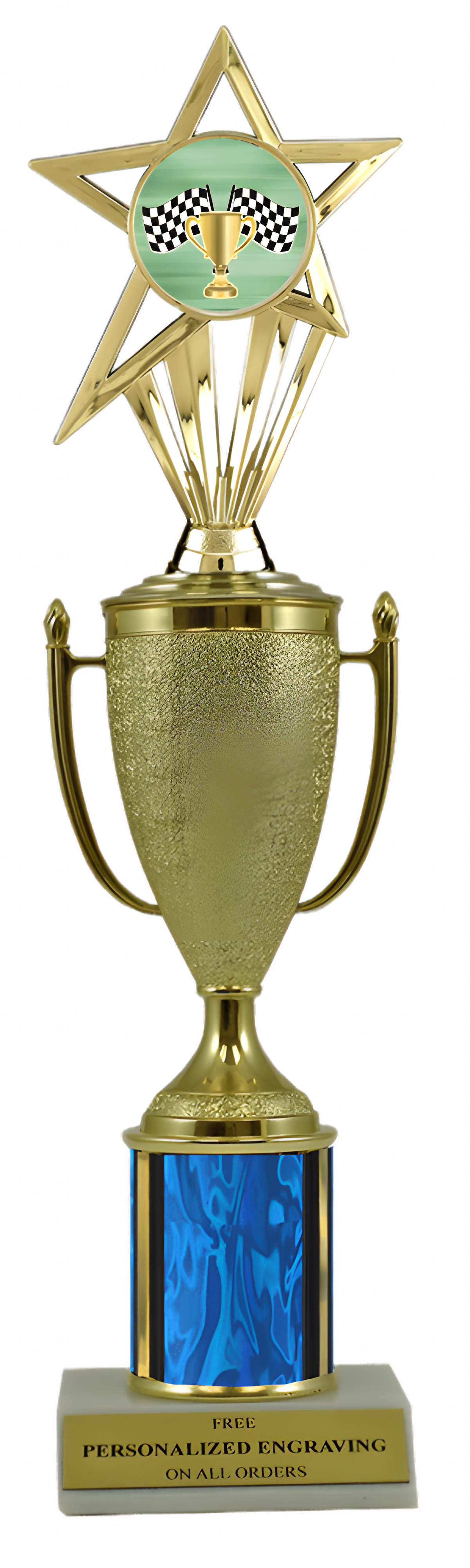 Racing Gold Cup Column Trophy with Insert