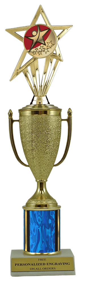 Rising Star Gold Cup Column Trophy with Insert
