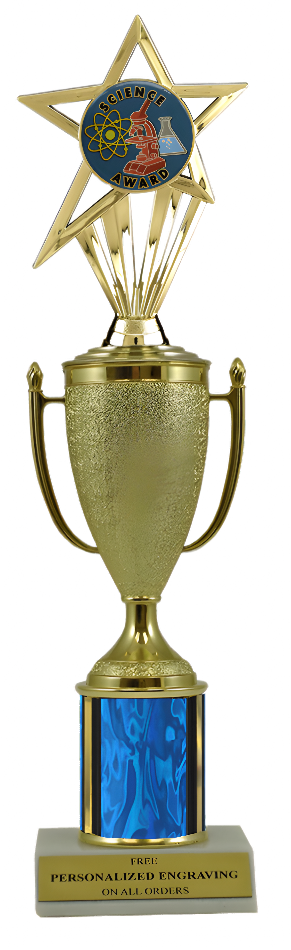 Science Gold Cup Column Trophy with Insert