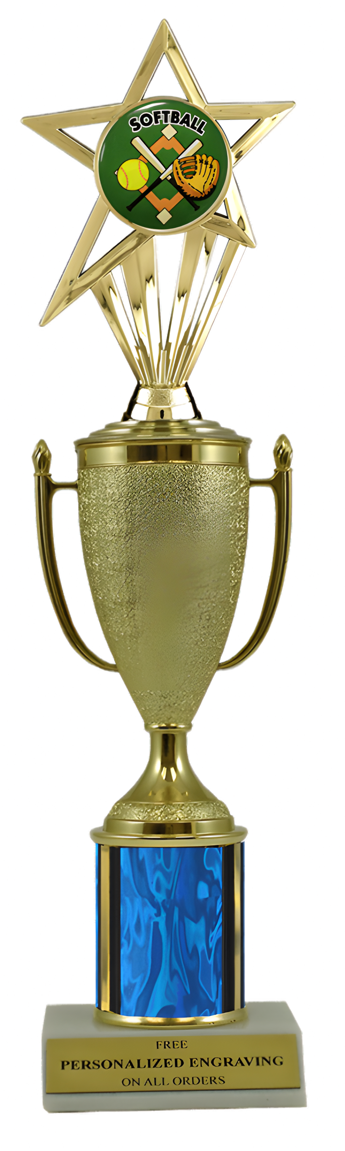 Softball Gold Cup Column Trophy with Insert