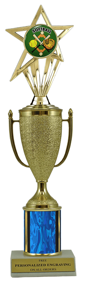 Softball Gold Cup Column Trophy with Insert