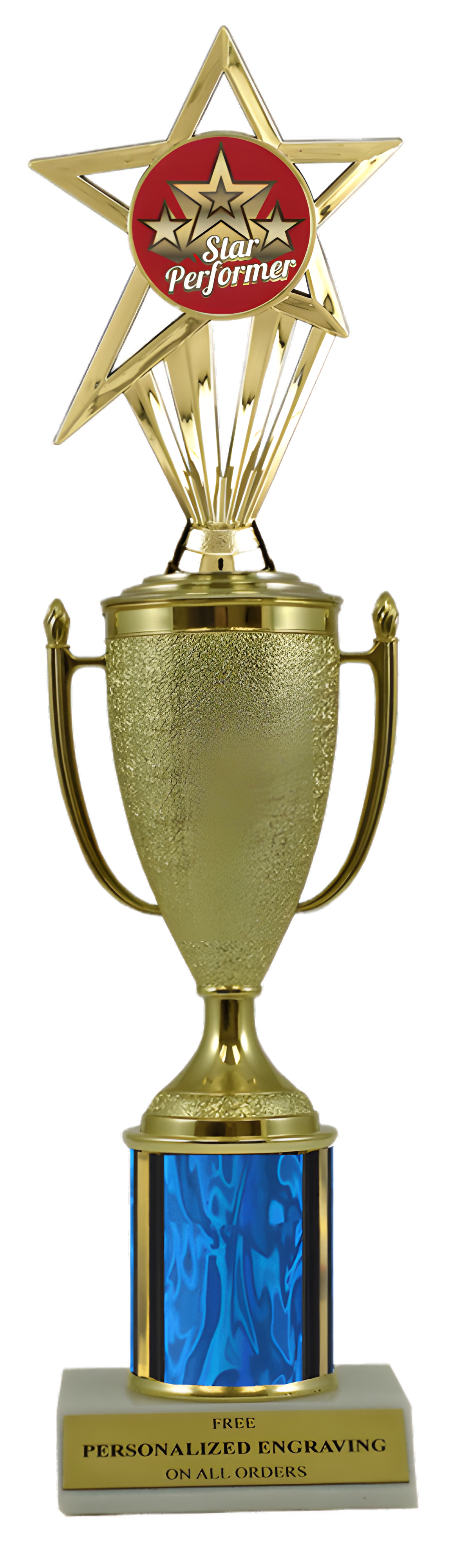 Star Performer Gold Cup Column Trophy with Insert