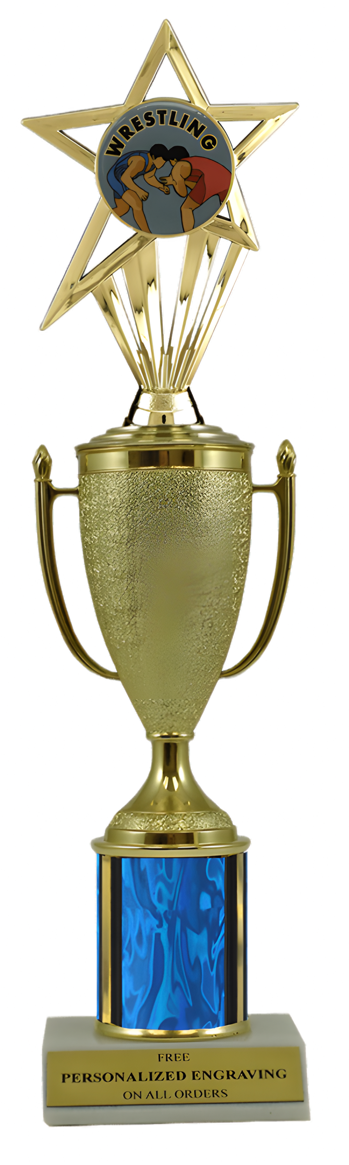 Wrestling Gold Cup Column Trophy with Insert