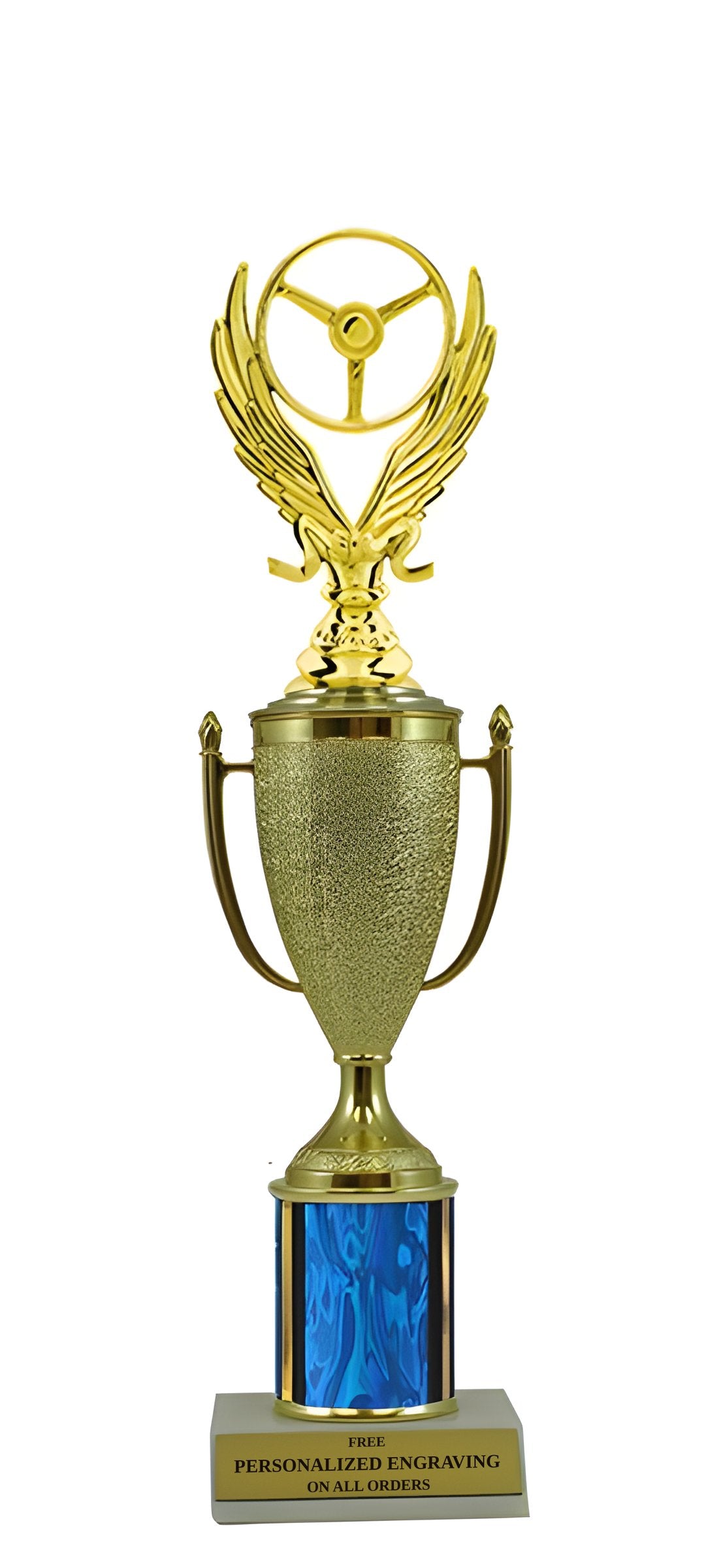 Winged Wheel Gold Cup Column Trophy