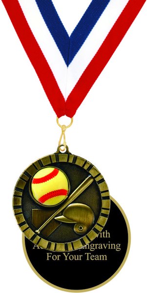 Softball 3D Relief Medal