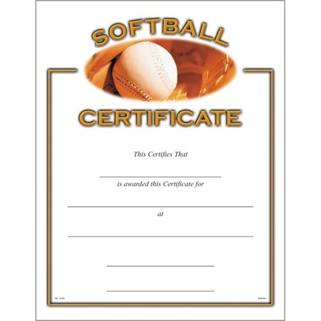 Softball Certificate