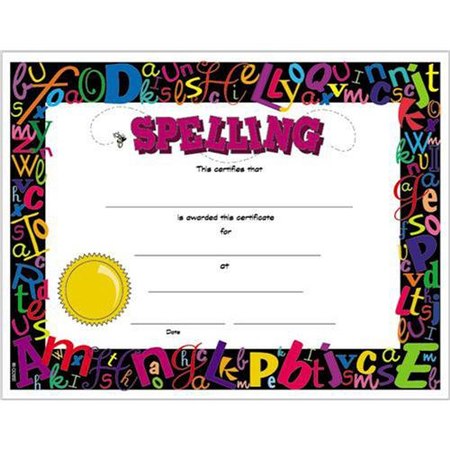 Colorful Spelling Award Certificate - 8 1/2 x 11