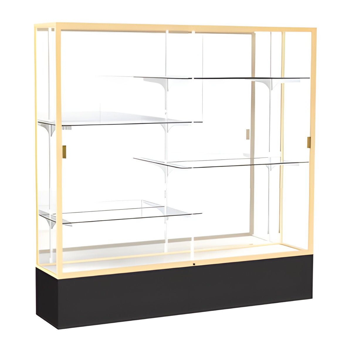 Spirit Black Display Case (Unighted), Mirror Back w/ Champagne aluminum frame finish, 72"H x 72"W x 16"D