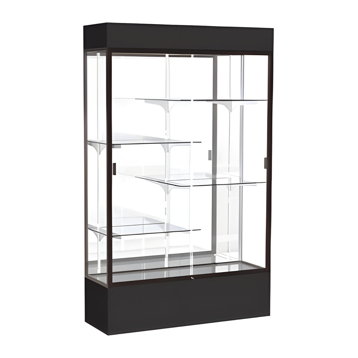 Spirit Black Display Case (Unighted), Mirror Back w/ Dark Bronze aluminum frame finish, 72"H x 48"W x 16"D