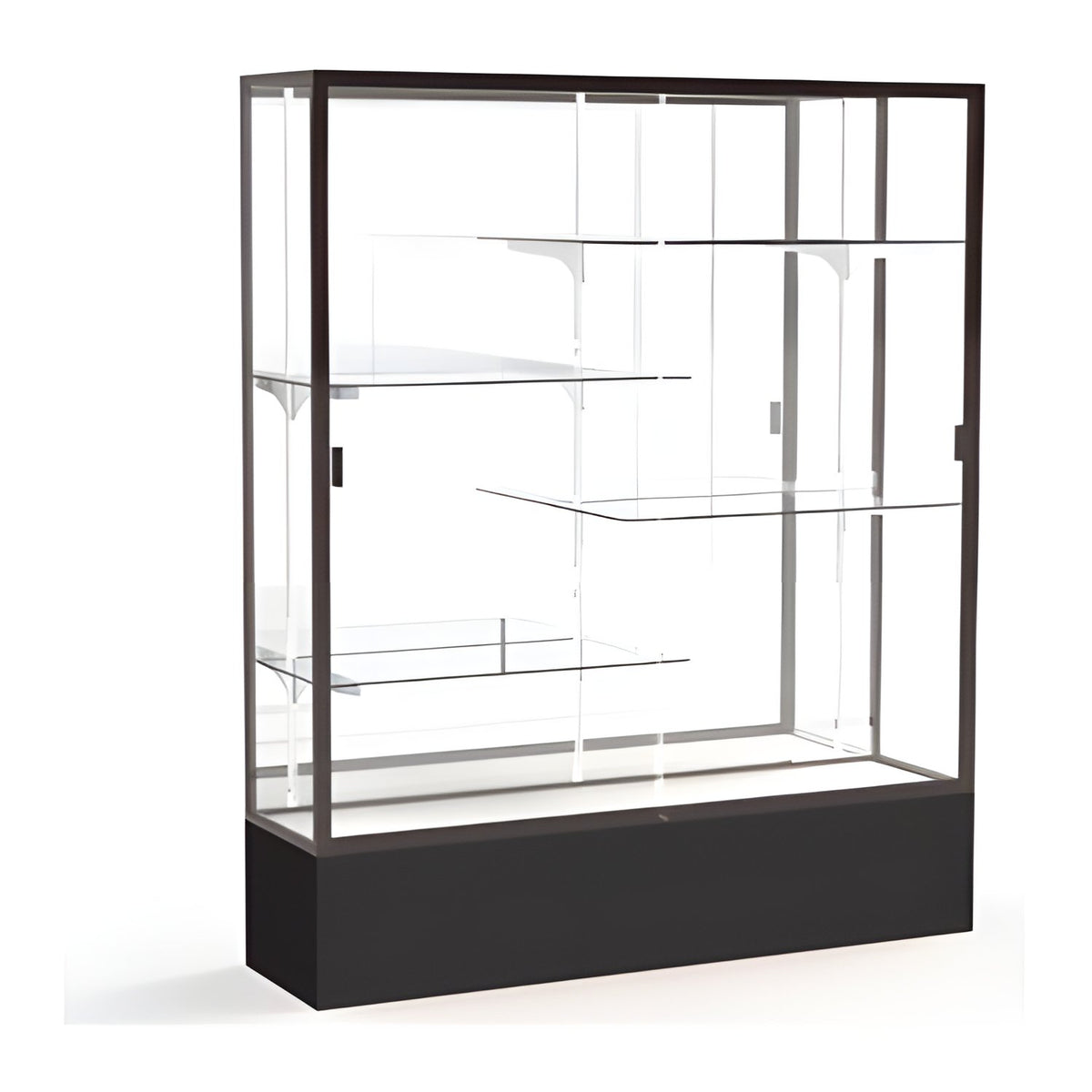 Spirit Black Display Case (Unighted), Mirror Back w/ Dark Bronze aluminum frame finish, 72"H x 60"W x 16"D