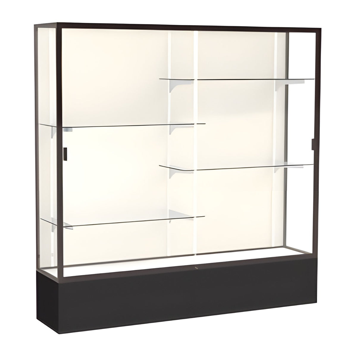 Spirit Black Display Case (Unighted), Plaque Fabric Back w/ Dark Bronze aluminum frame finish, 72"H x 72"W x 16"D