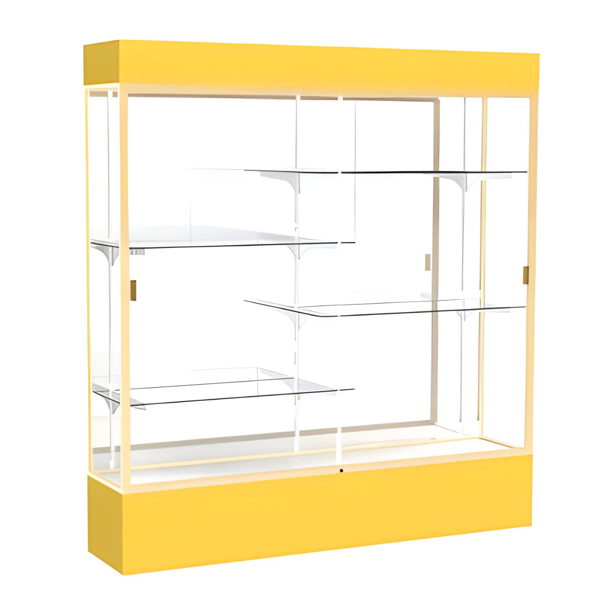 Spirit Goldenrod Display Case (Lighted), Mirror Back w/ Champagne aluminum frame finish, 80"H x 72"W x 16"D