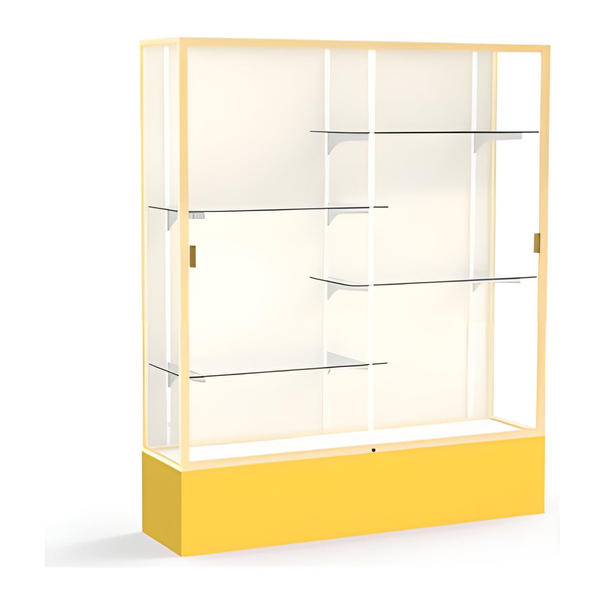 Spirit Goldenrod Display Case (Unighted), Plaque Fabric Back w/ Champagne aluminum frame finish, 72"H x 60"W x 16"D