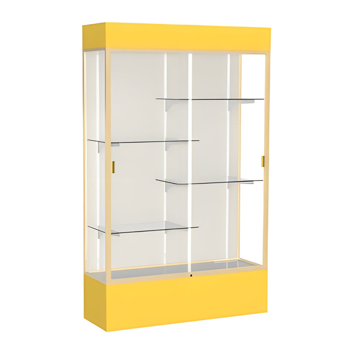 Spirit Goldenrod Display Case (Lighted), Plaque Fabric Back w/ Champagne aluminum frame finish, 80"H x 48"W x 16"D
