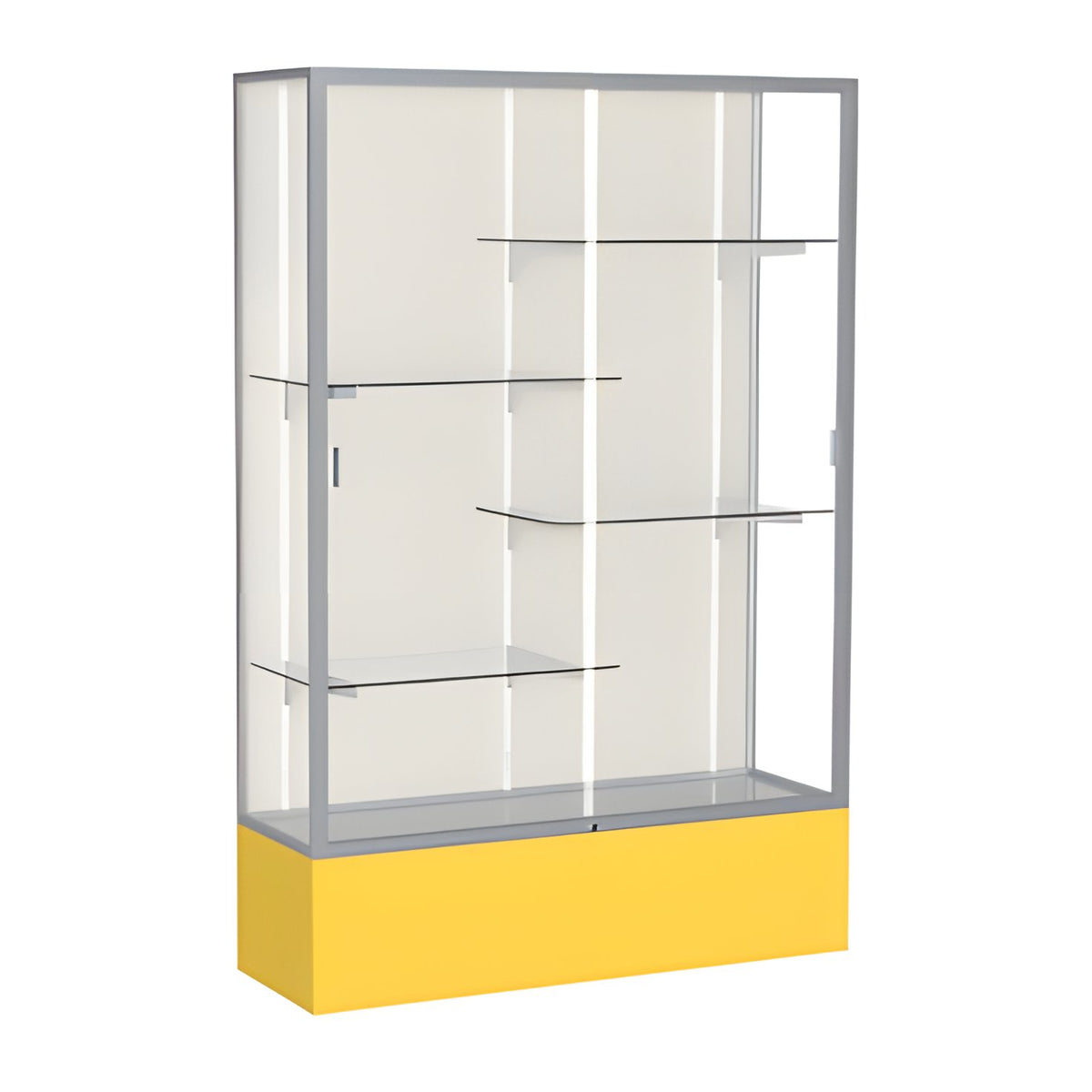 Spirit Goldenrod Display Case (Unighted), Plaque Fabric Back w/ Satin Natural aluminum frame finish, 72"H x 48"W x 16"D