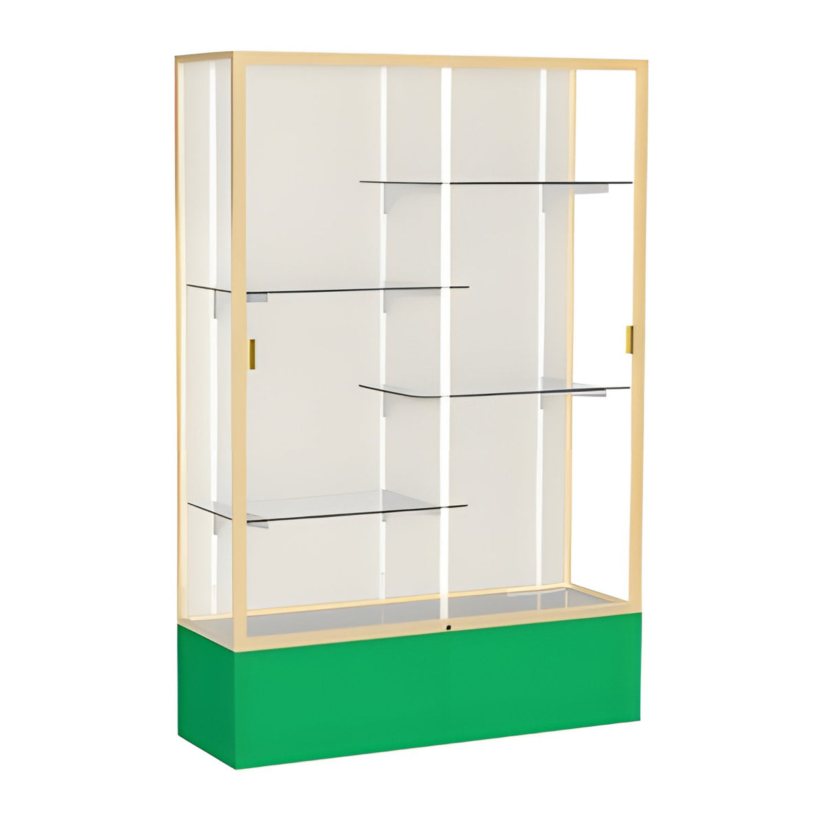 Spirit Kelly Green Display Case (Unighted), Plaque Fabric Back w/ Champagne aluminum frame finish, 72"H x 48"W x 16"D