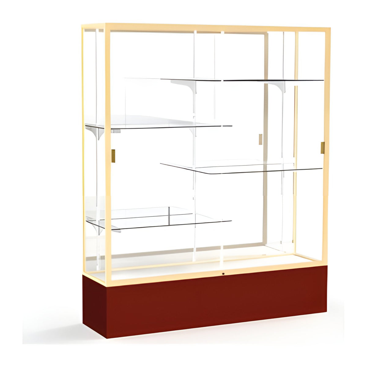 Spirit Maroon Display Case (Unighted), Mirror Back w/ Champagne aluminum frame finish, 72"H x 60"W x 16"D