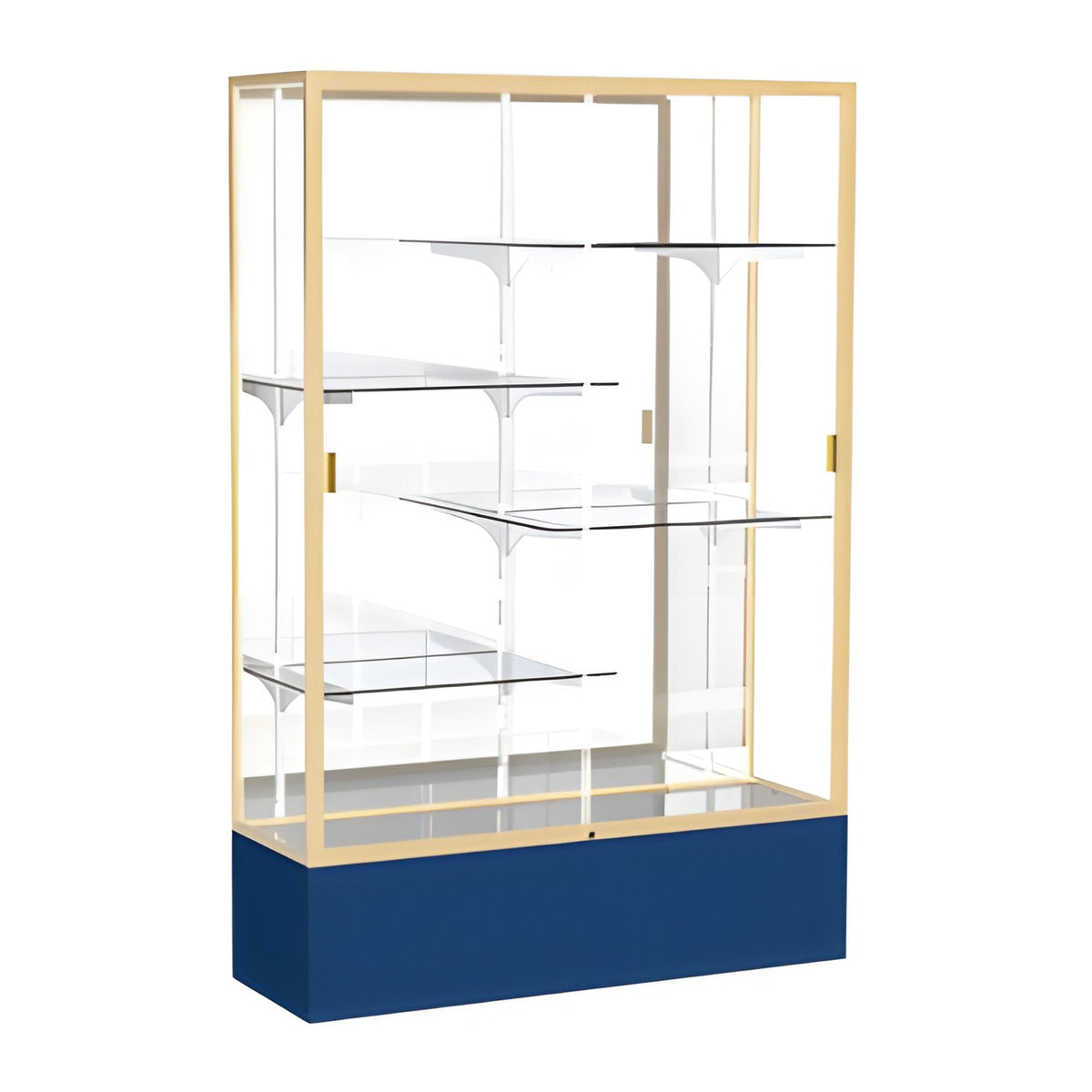 Spirit Navy Display Case (Unighted), Mirror Back w/ Champagne aluminum frame finish, 72"H x 48"W x 16"D