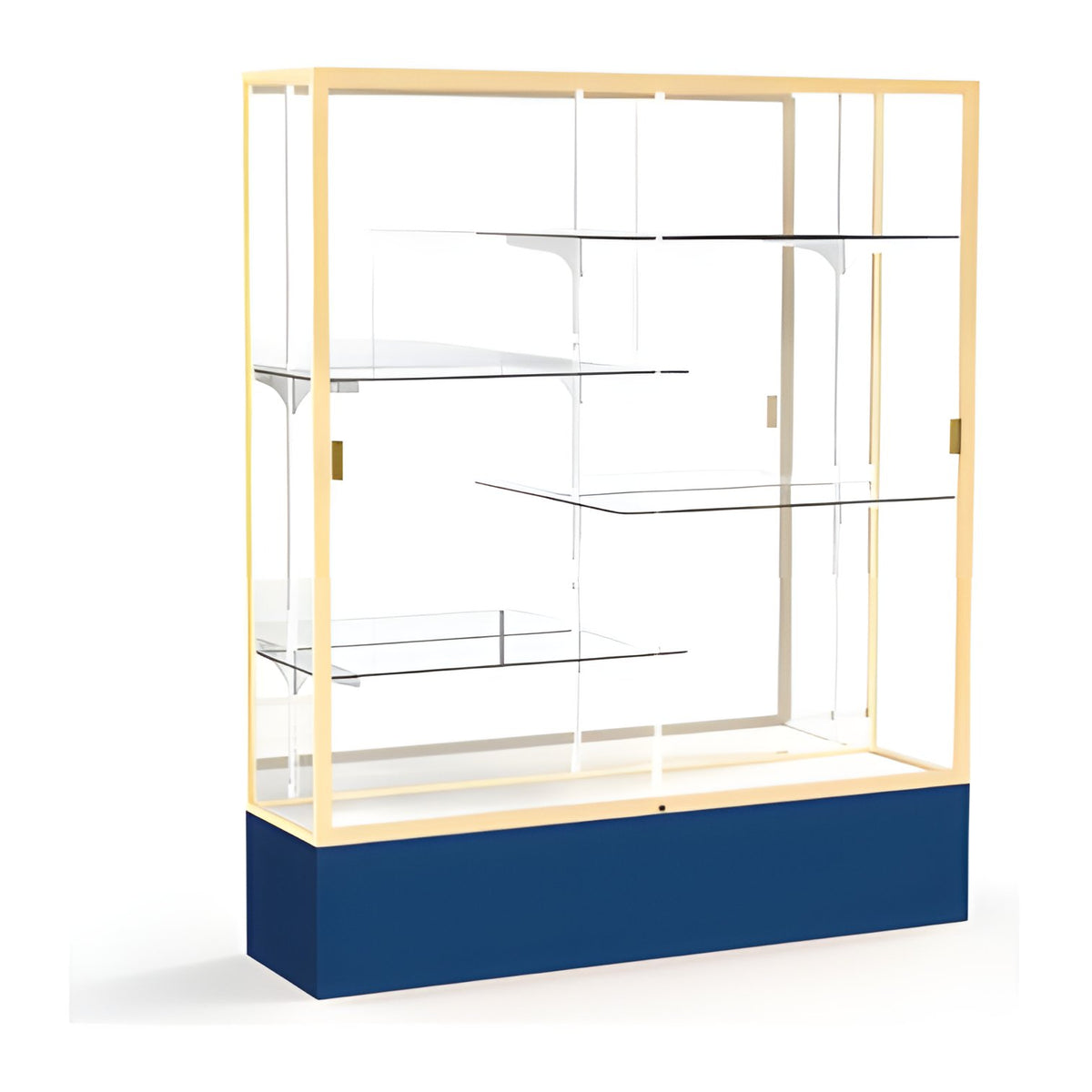 Spirit Navy Display Case (Unighted), Mirror Back w/ Champagne aluminum frame finish, 72"H x 60"W x 16"D