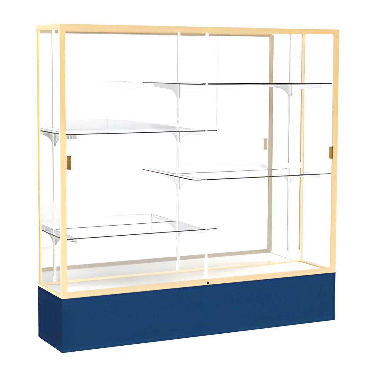 Spirit Navy Display Case (Unighted), Mirror Back w/ Champagne aluminum frame finish, 72"H x 72"W x 16"D