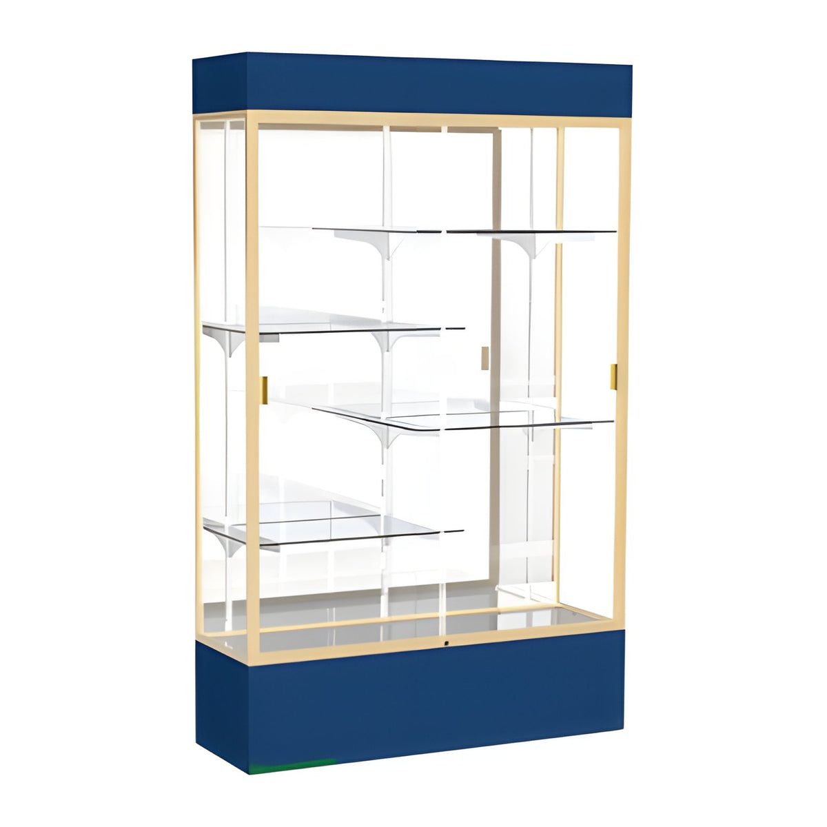 Spirit Navy Display Case (Lighted), Mirror Back w/ Champagne aluminum frame finish, 80"H x 48"W x 16"D